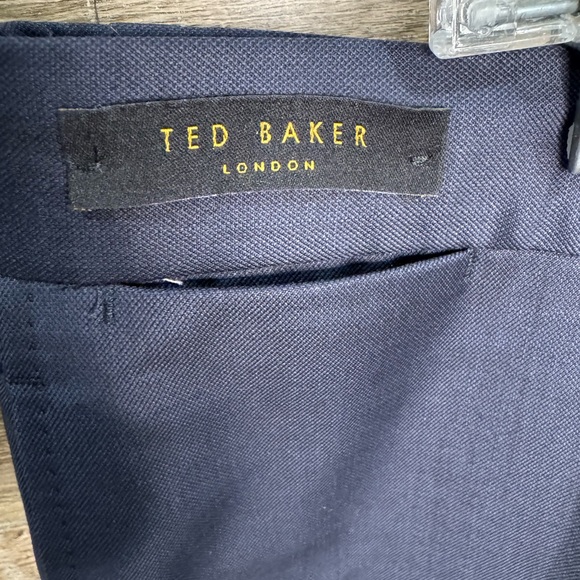 Ted Baker London Dark Blue Jefferson Style Wool Men’s Dress Pants - Picture 2 of 4
